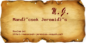 Manácsek Jeremiás névjegykártya